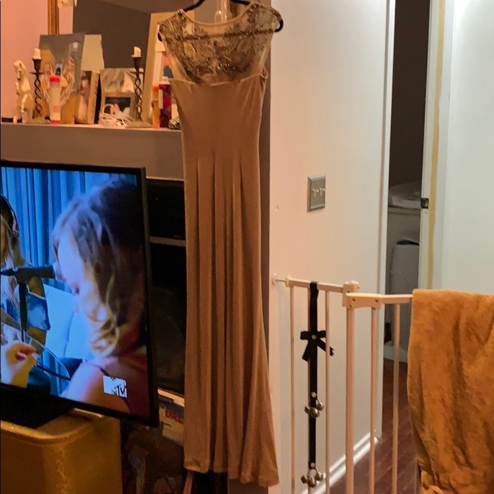 David Meister Champagne gown